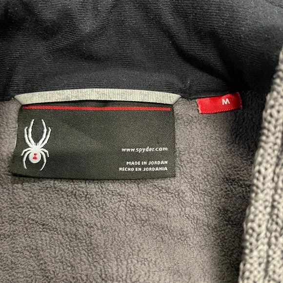 Spyder Cable Knit Sweater Jacket Women M Gray Fleece Lined Cabin Skiing Full Zip - Picture 8 of 13